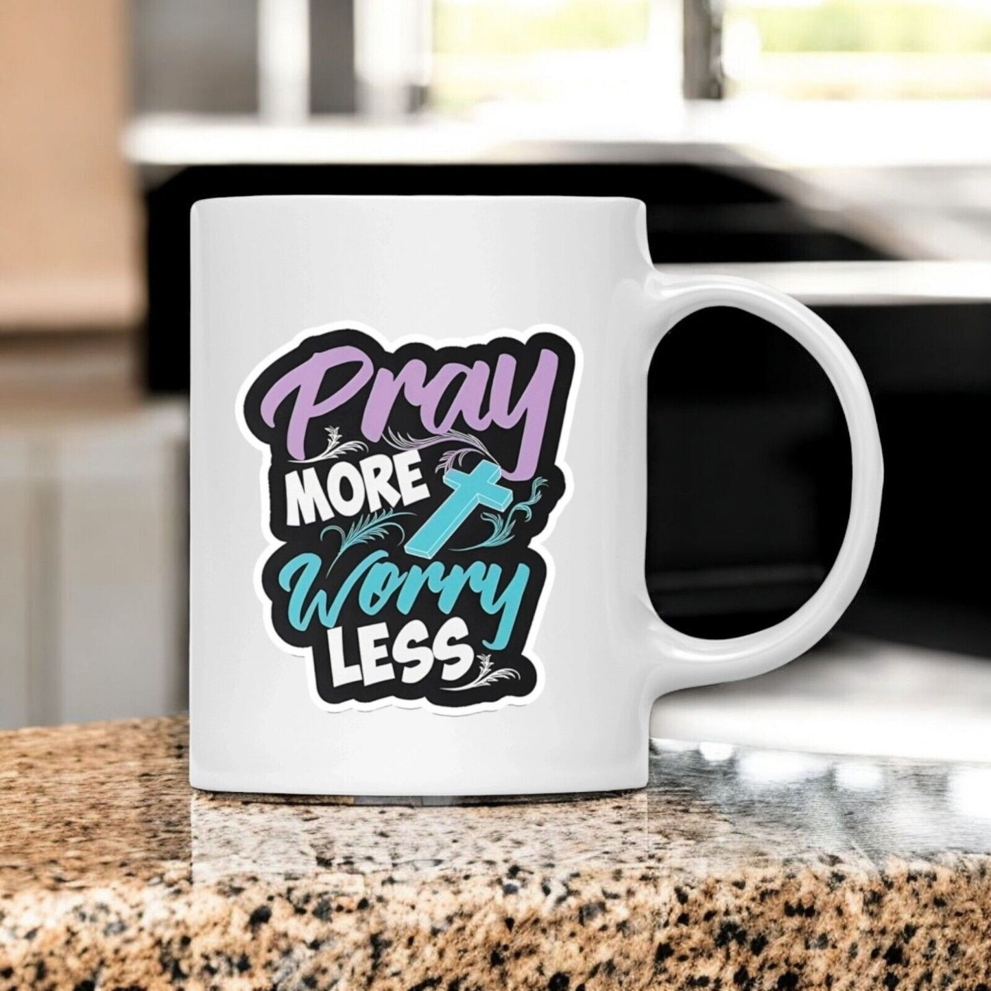 Pray More Worry Less Sticker Glossy | Vinyl Christian Sticker | Waterproof Decal